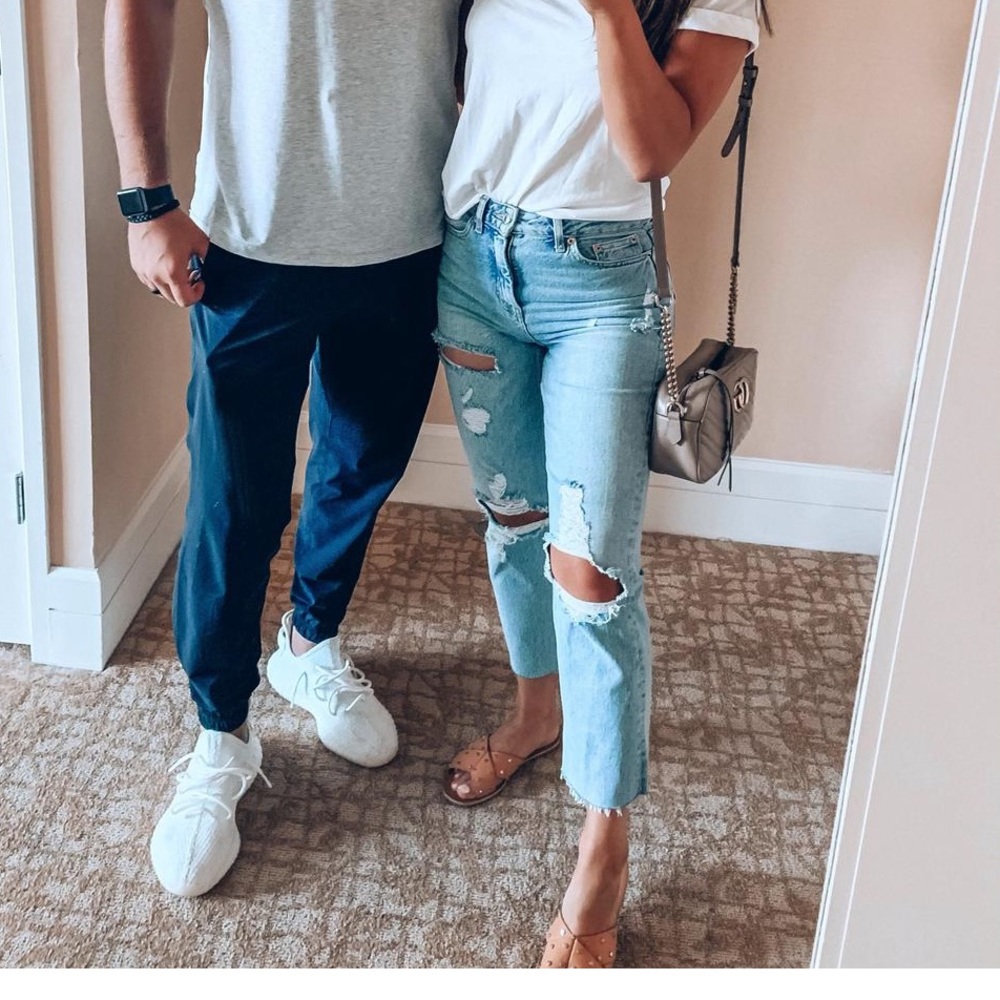 Topshop Ripped High Waist Crop Jeans